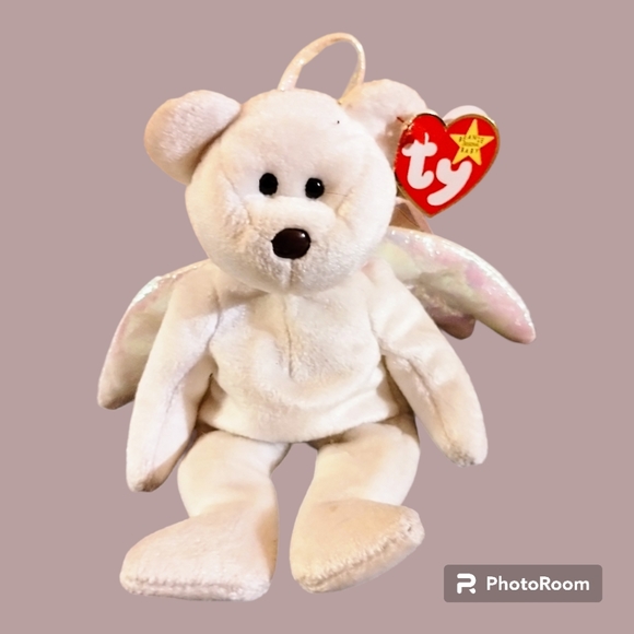 Rare Ty Beanie Baby Original Halo the Angel Bear 1998